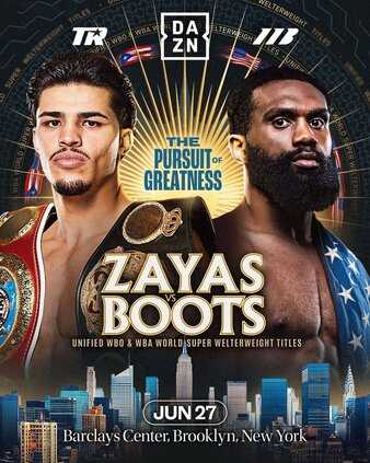Fight poster showing Xander Zayas and Jaron Ennis in various poses.