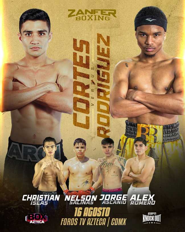 Fight poster showing Argi Cortes and Bairon Rodriguez in various poses.