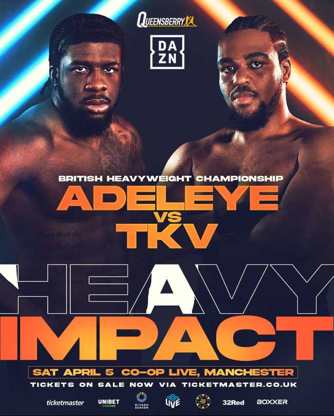 Fight poster showing David Adeleye and Jeamie Tshikeva in various poses.