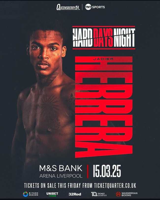 Fight poster showing Jadier Herrera and Jose Macias Enriquez in various poses.