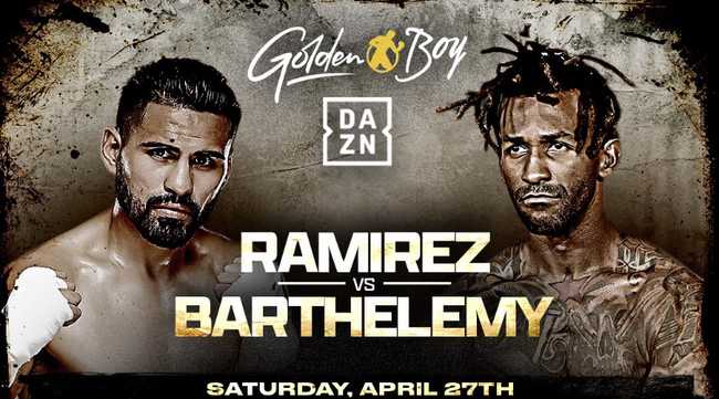 Fight poster showing Jose Ramirez and Rances Barthelemy in various poses.