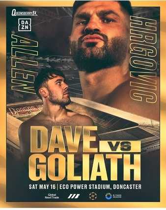 Fight poster showing Dave Allen and Filip Hrgovic in various poses.