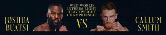 Fight poster showing Joshua Buatsi and Callum Smith in various poses.