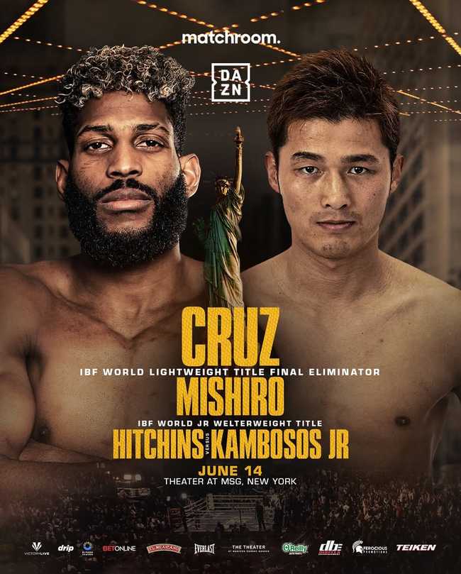 Fight poster showing Andy Cruz and Hironori Mishiro in various poses.