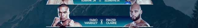 Fight poster showing Fabio Wardley and Frazer Clarke in various poses.