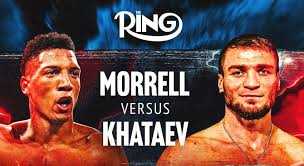Fight poster showing David Morrell and Imam Khataev in various poses.