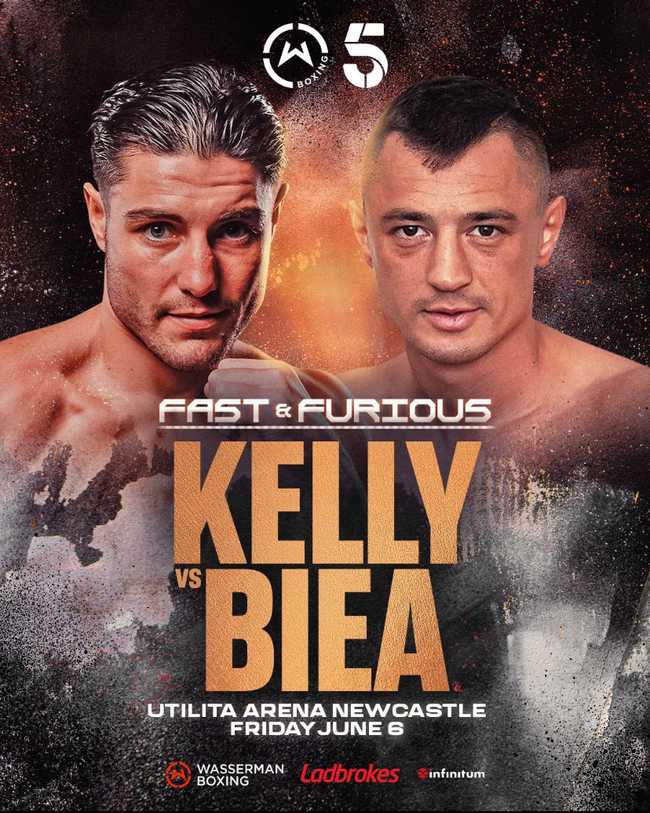 Fight poster showing Josh Kelly and Flavius Biea in various poses.