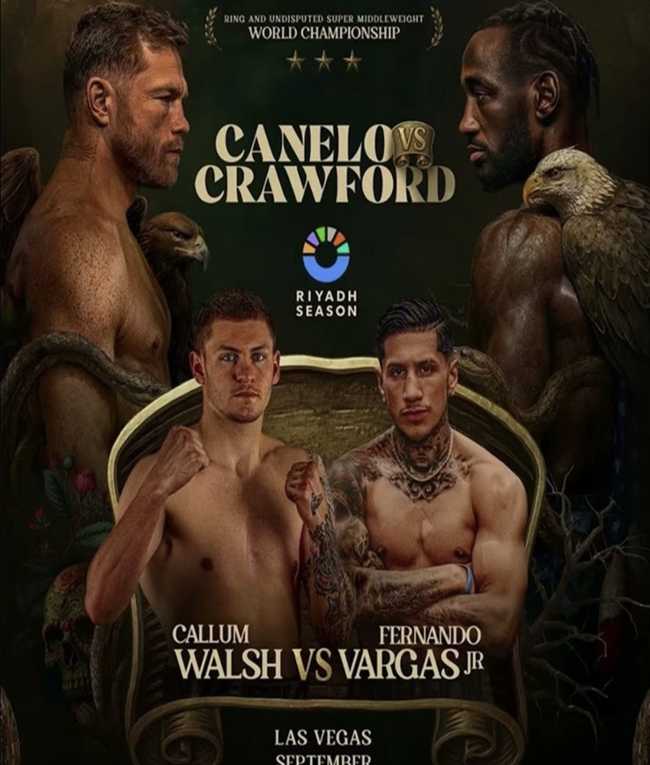 Fight poster showing Callum Walsh and Fernando Vargas in various poses.