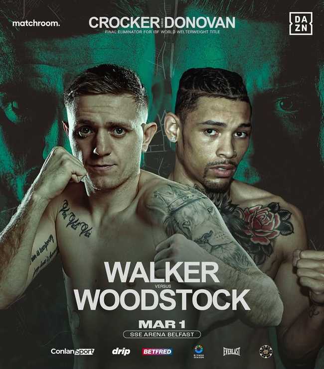 Fight poster showing Kurt Walker and Leon Woodstock in various poses.