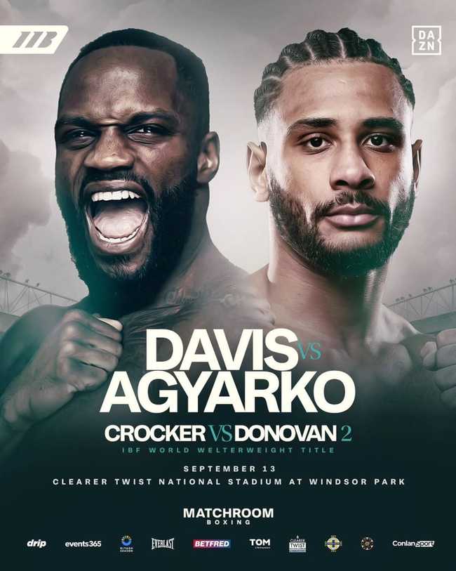 Fight poster showing Ishmael Davis and Caoimhin Agyarko in various poses.