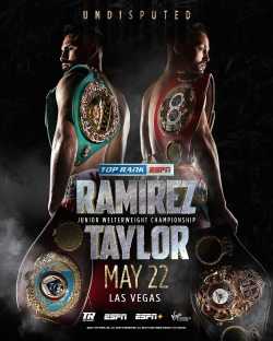 Fight poster showing Josh Taylor and Jose Ramirez in various poses.