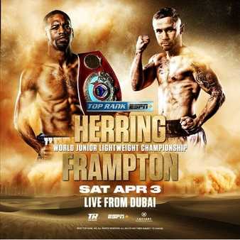Fight poster showing Jamel Herring and Carl Frampton in various poses.