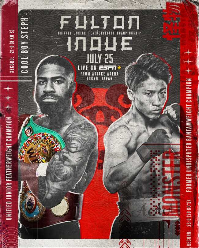 Fight poster showing Stephen Fulton and Naoya Inoue in various poses.
