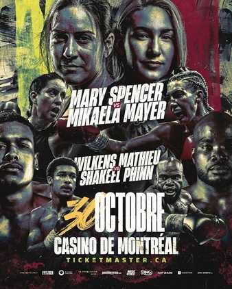 Fight poster showing Mary Spencer and Mikaela Mayer in various poses.