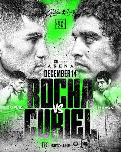 Fight poster showing Alexis Rocha and Raul Curiel in various poses.