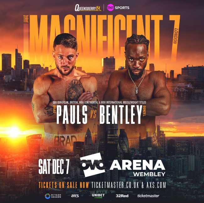 Fight poster showing Brad Pauls and Denzel Bentley in various poses.