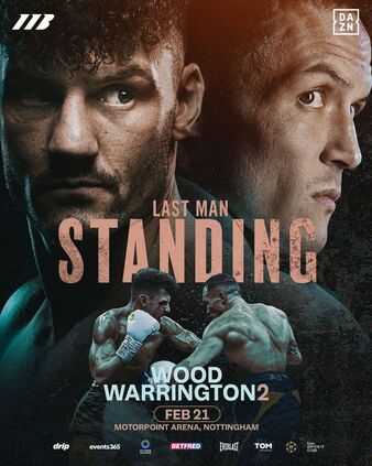 Fight poster showing Leigh Wood and Josh Warrington in various poses.