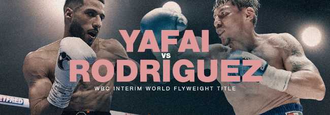Fight poster showing Galal Yafai and Francisco Rodriguez Jr in various poses.