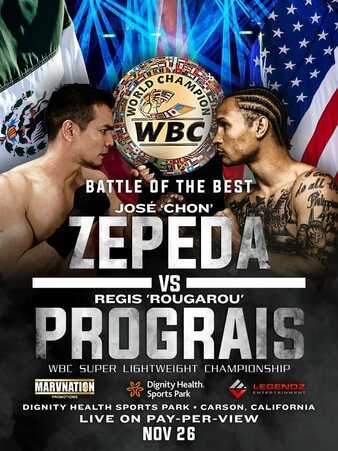 Fight poster showing Jose Zepeda and Regis Prograis in various poses.