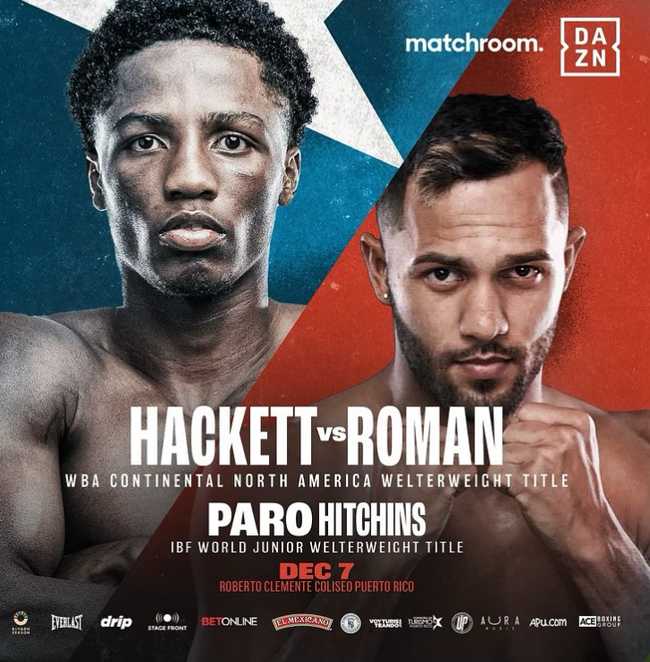 Fight poster showing Jalil Hackett and Jose Roman Vazquez in various poses.