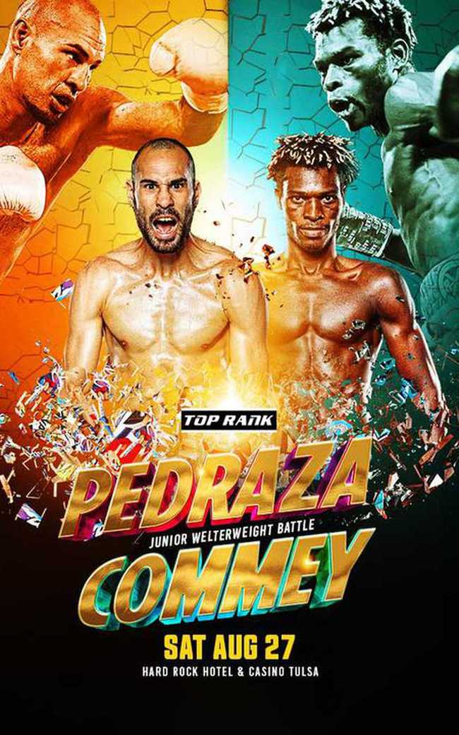 Fight poster showing Jose Pedraza and Richard Commey in various poses.
