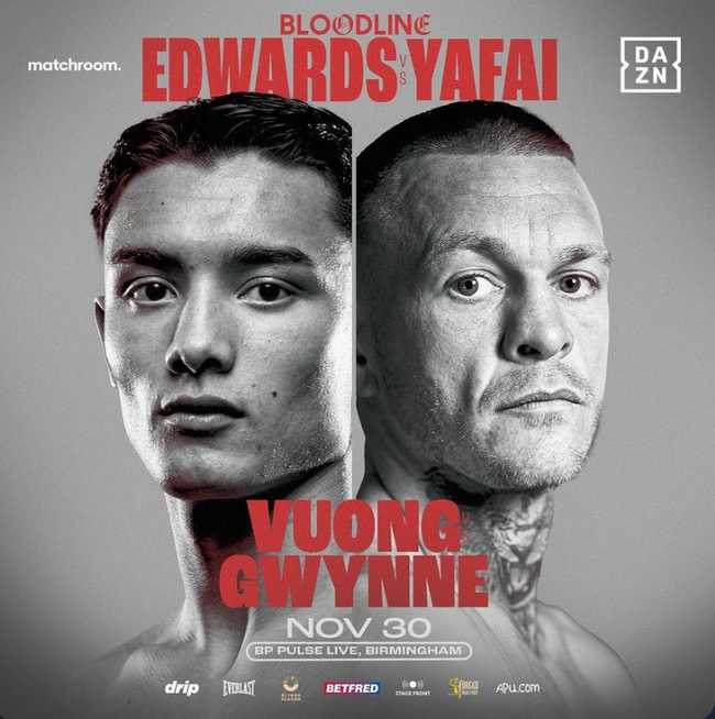 Fight poster showing Cameron Vuong and Gavin Gwynne in various poses.
