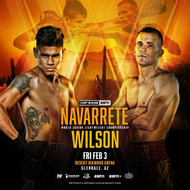 Fight poster showing Emanuel Navarrete and Liam Wilson in various poses.
