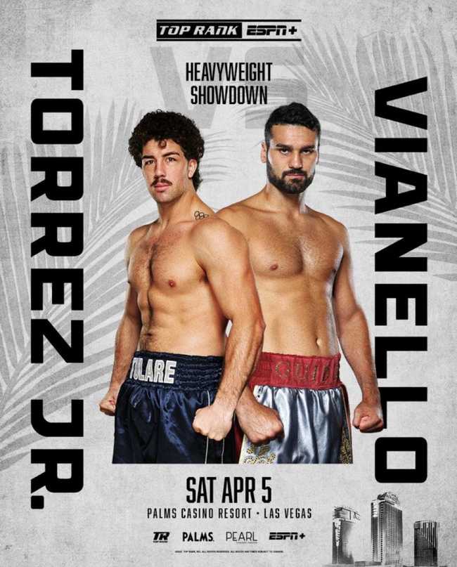 Fight poster showing Richard Torrez Jr and Guido Vianello in various poses.