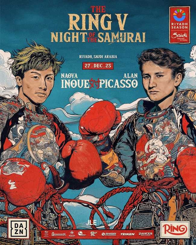 Fight poster showing Naoya Inoue and David Picasso in various poses.