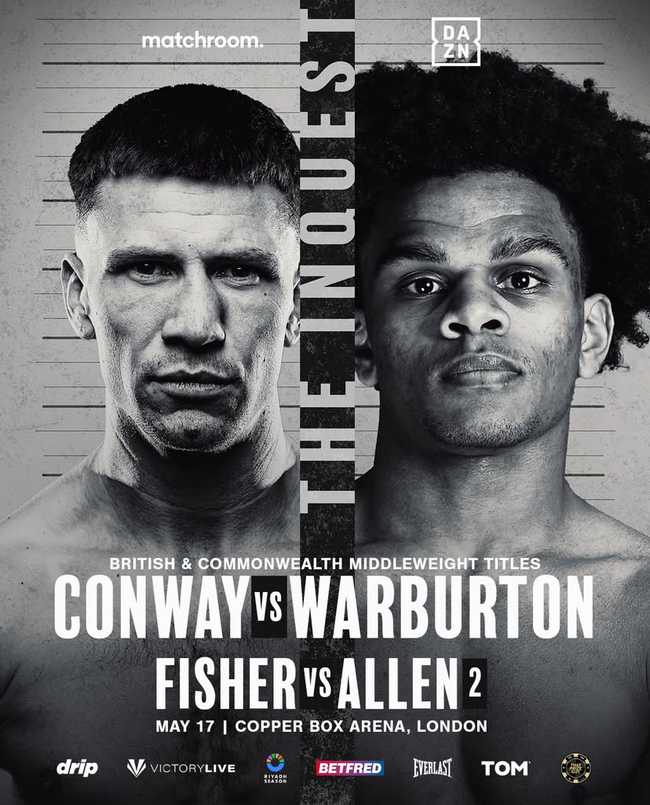 Fight poster showing Kieron Conway and Gerome Warburton in various poses.