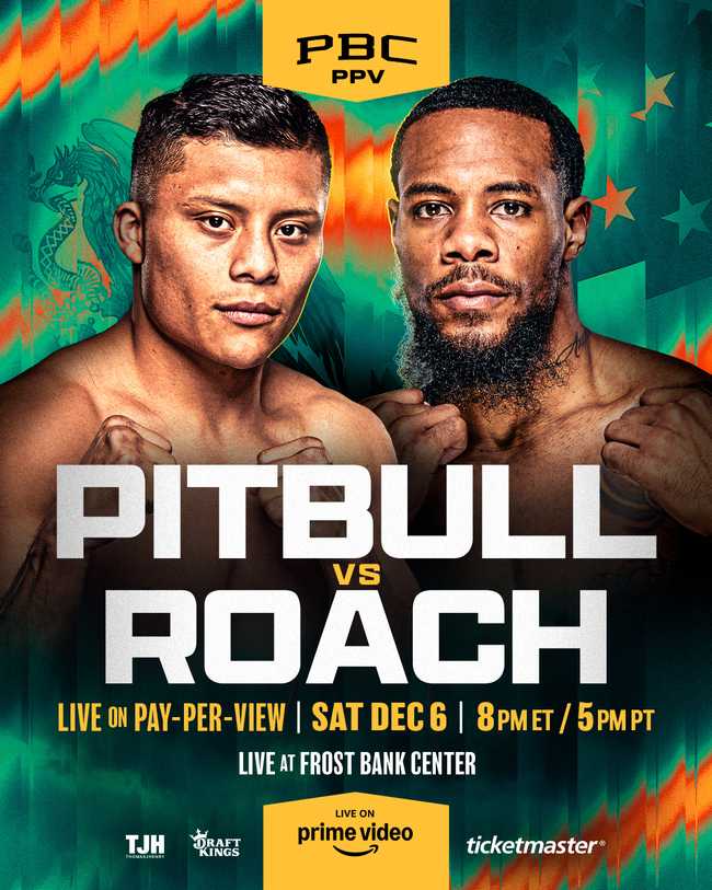 Fight poster showing Isaac Cruz and Lamont Roach Jr in various poses.