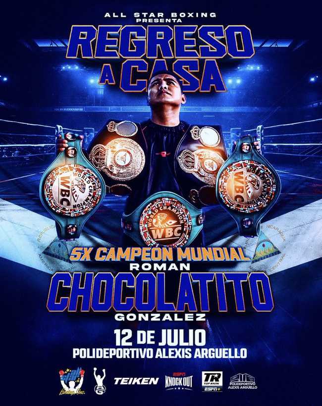 Fight poster showing Roman Gonzalez and Rober Barrera in various poses.