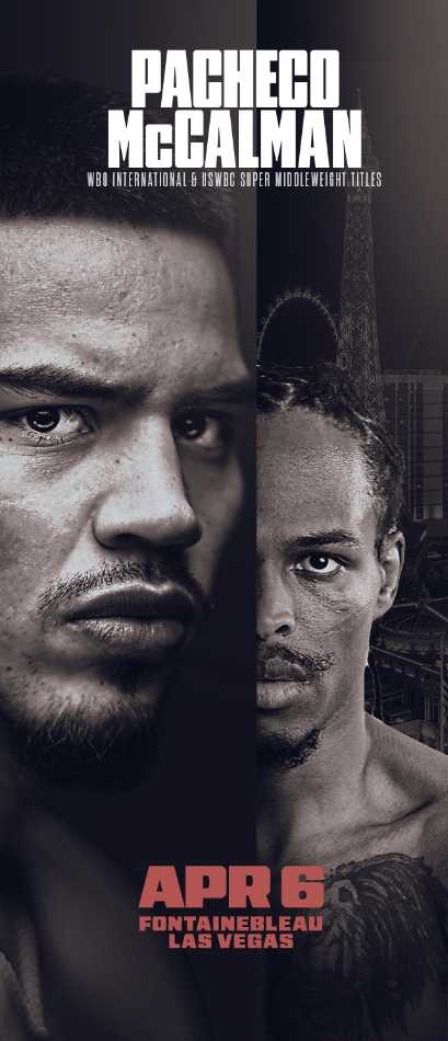 Fight poster showing Diego Pacheco and Shawn McCalman in various poses.