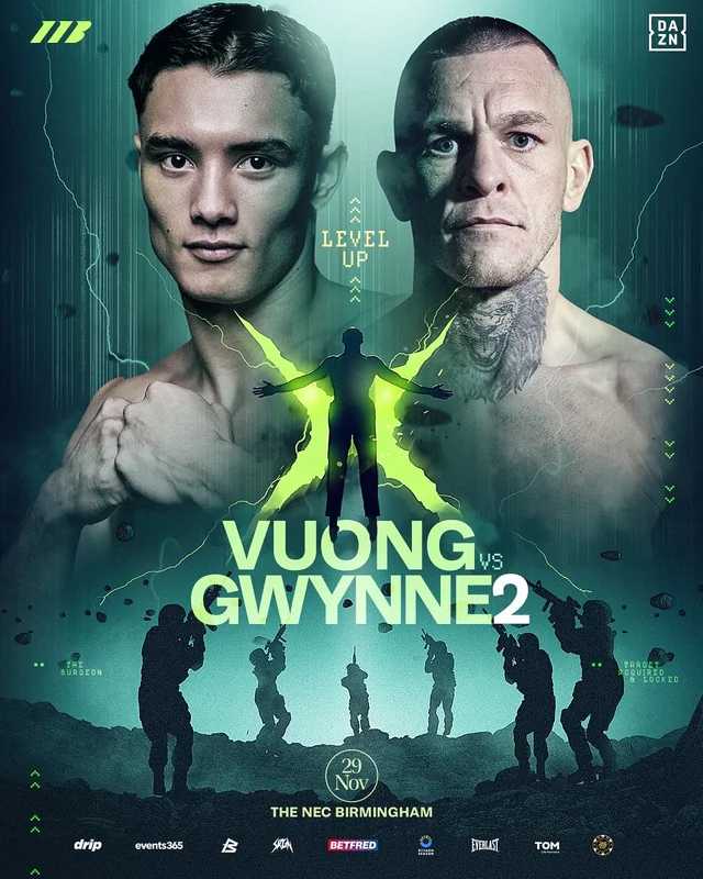 Fight poster showing Cameron Vuong and Gavin Gwynne in various poses.