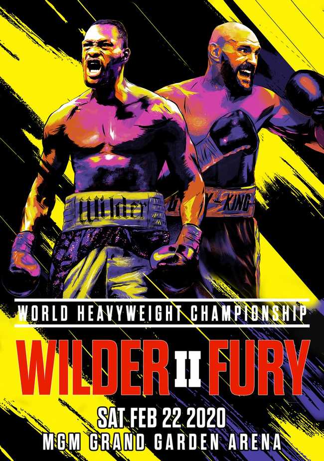 Fight poster showing Deontay Wilder and Tyson Fury in various poses.
