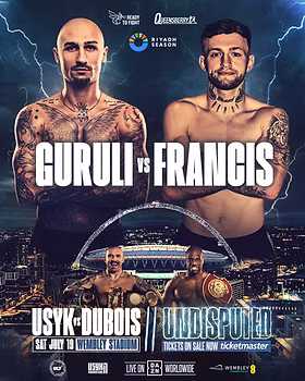 Fight poster showing Lasha Guruli and James Francis in various poses.