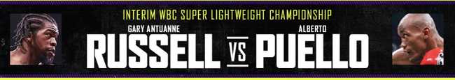 Fight poster showing Alberto Puello and Gary Antuanne Russell in various poses.