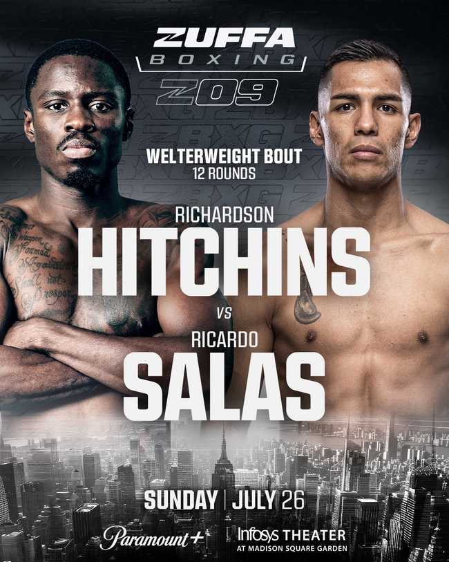 Fight poster showing Richardson Hitchins and Ricardo Salas in various poses.