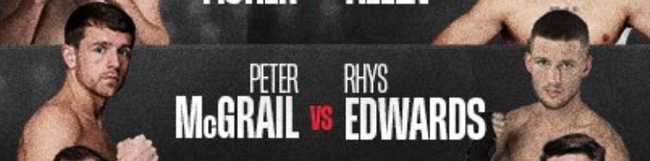 Fight poster showing Peter McGrail and Rhys Edwards in various poses.