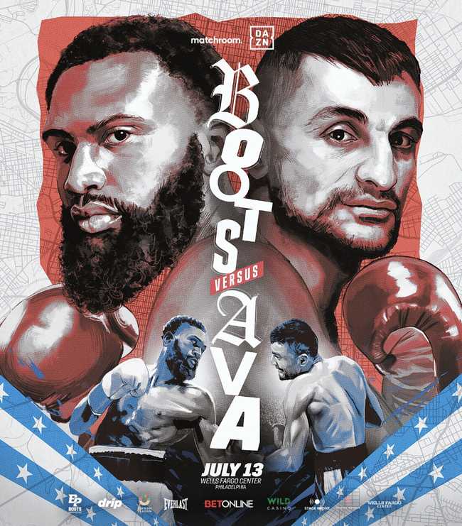 Fight poster showing Jaron Ennis and David Avanesyan in various poses.