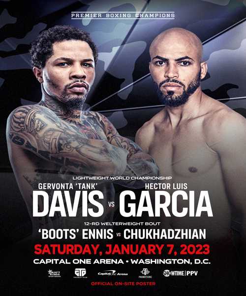 Fight poster showing Gervonta Davis and Hector Luis Garcia in various poses.
