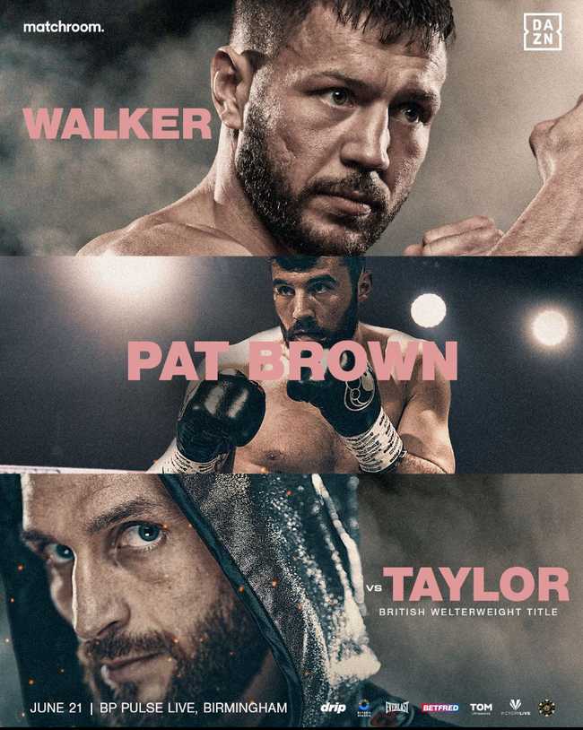 Fight poster showing Conah Walker and Liam Taylor in various poses.