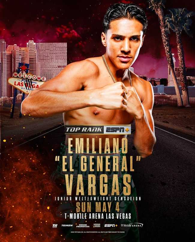 Fight poster showing Emiliano Vargas and Juan Leon in various poses.