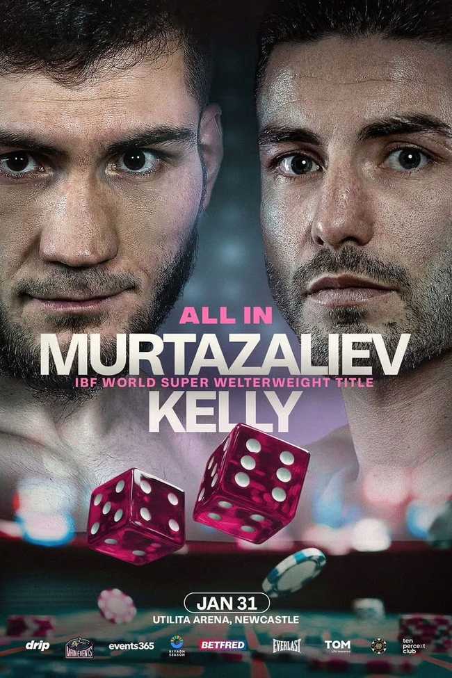 Fight poster showing Bakhram Murtazaliev and Josh Kelly in various poses.