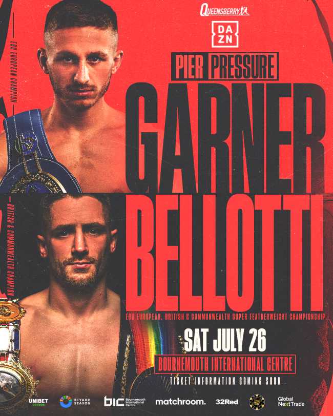 Fight poster showing Ryan Garner and Reece Bellotti in various poses.