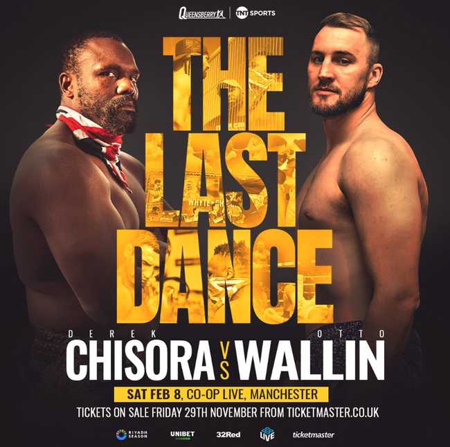 Fight poster showing Derek Chisora and Otto Wallin in various poses.