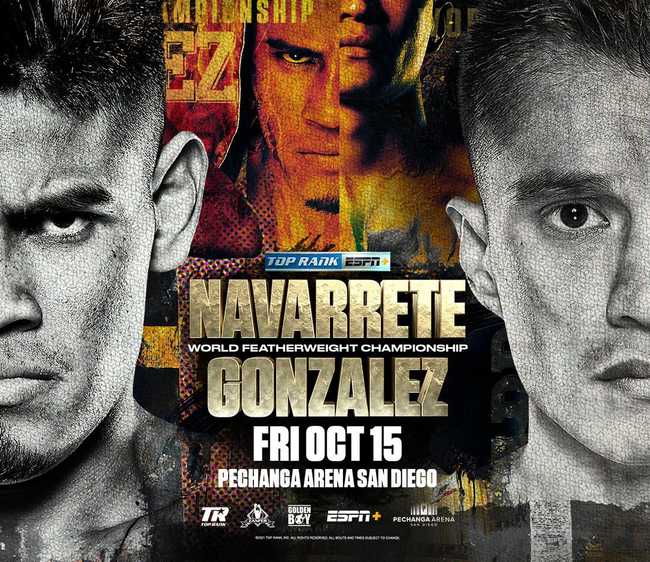 Fight poster showing Emanuel Navarrete and Joet Gonzalez in various poses.